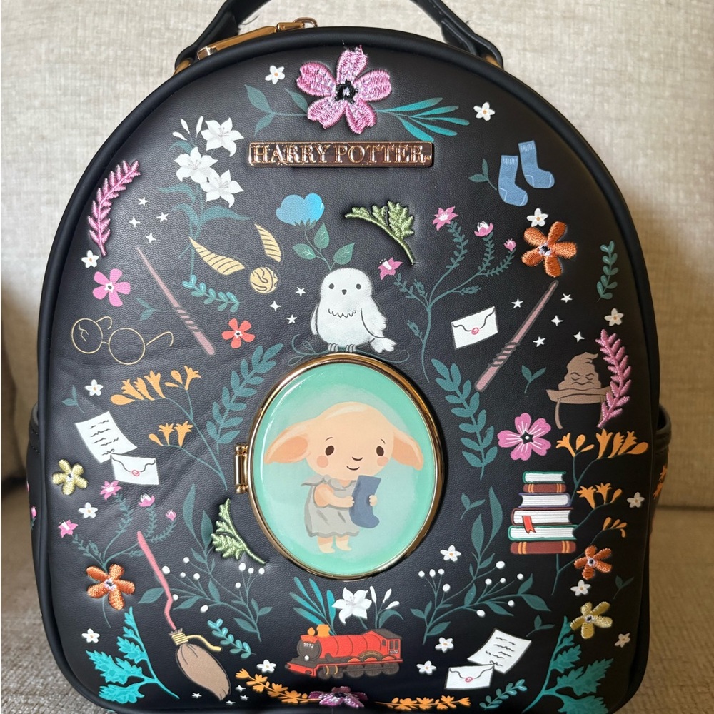 Harry Potter Backpack - Black with Colorful Floral Design